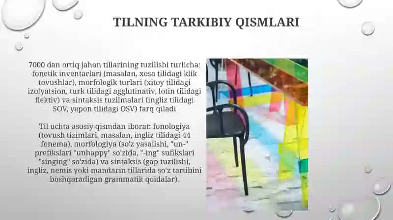 Til va nutq munosabati haqida.(Til tushunchasi haqida aniq tasavvur hosil qilish) 3