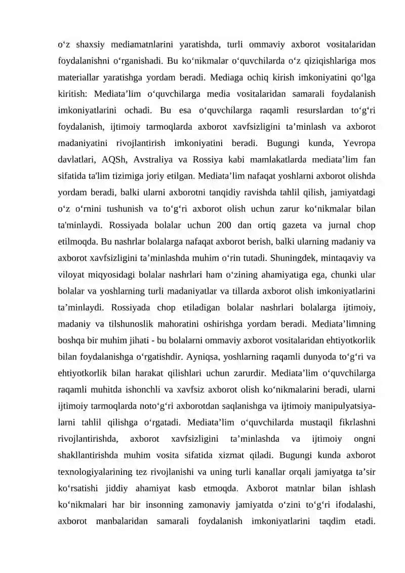 Axborot matni bilan ishlash 3