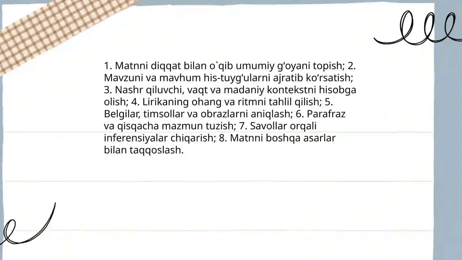 Lirik asarlar ustida ishlash yo`llari 3