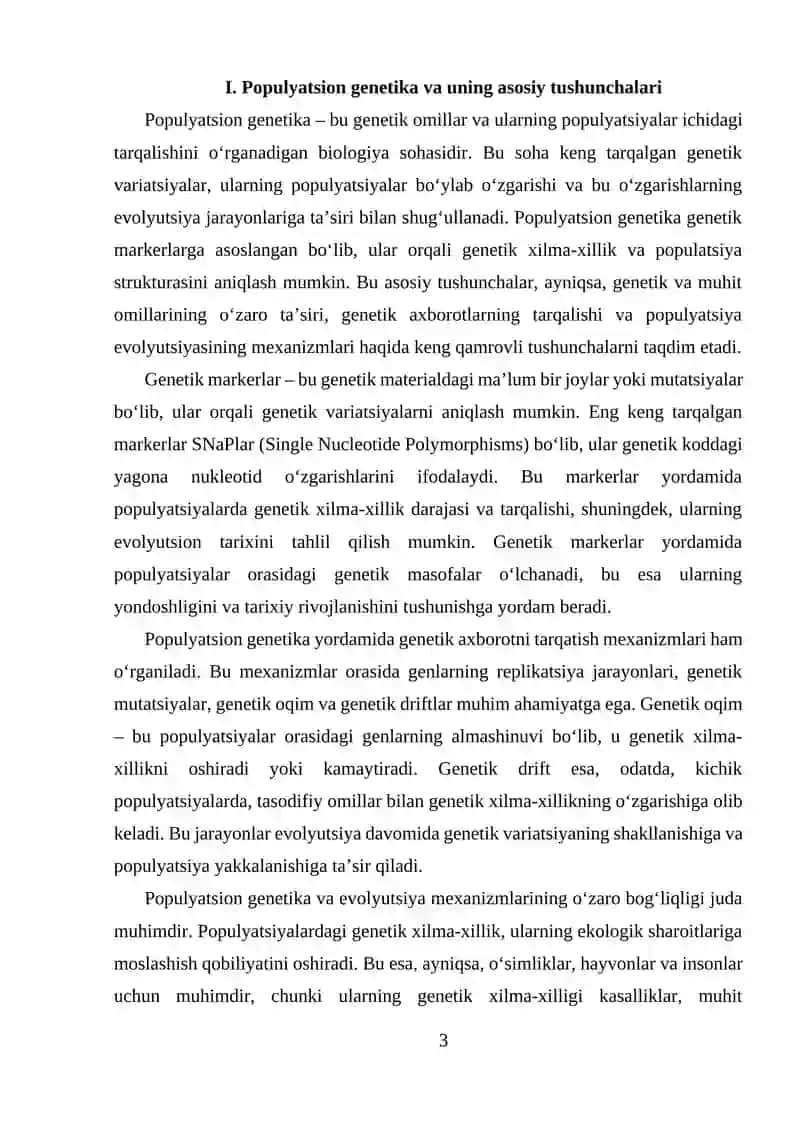 Populyatsion genetika va uning asosiy tushunchalari 3