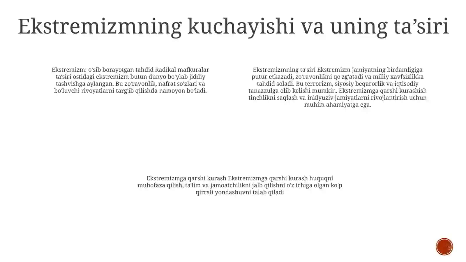 Diniy Fanatizm,Ekstremizm,Aqidaparastlik Va Terrorizmga QarshiKurashZarurligi 3