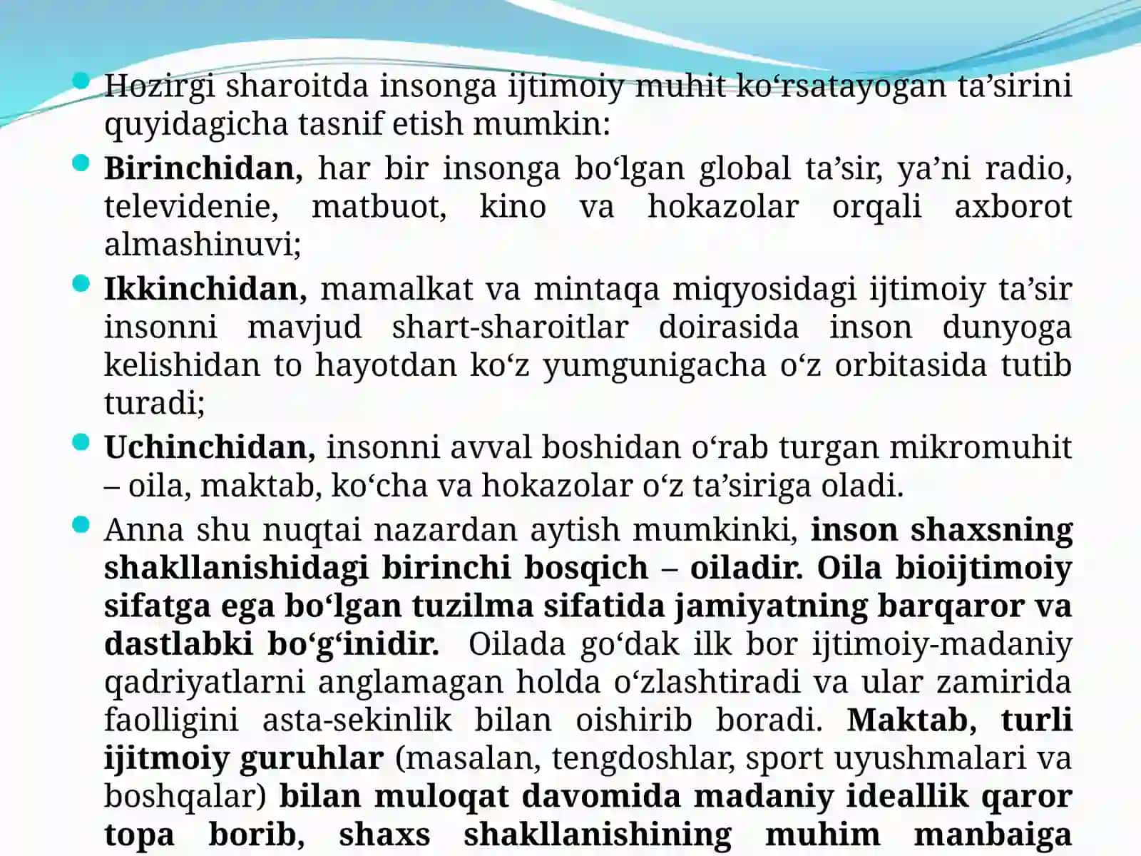 Tarbiya jarayonining mazmuni va mohiyati. Tarbiyaning turlari 3