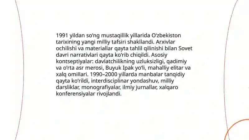 Mustaqillik yillari ilmiy nashrlarga Oʻzbekiston tarixining yoritilishi 3