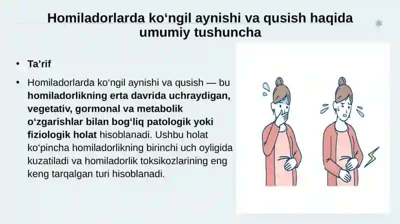 Homiladorlarda ko‘ngil aynishi va qusish 3