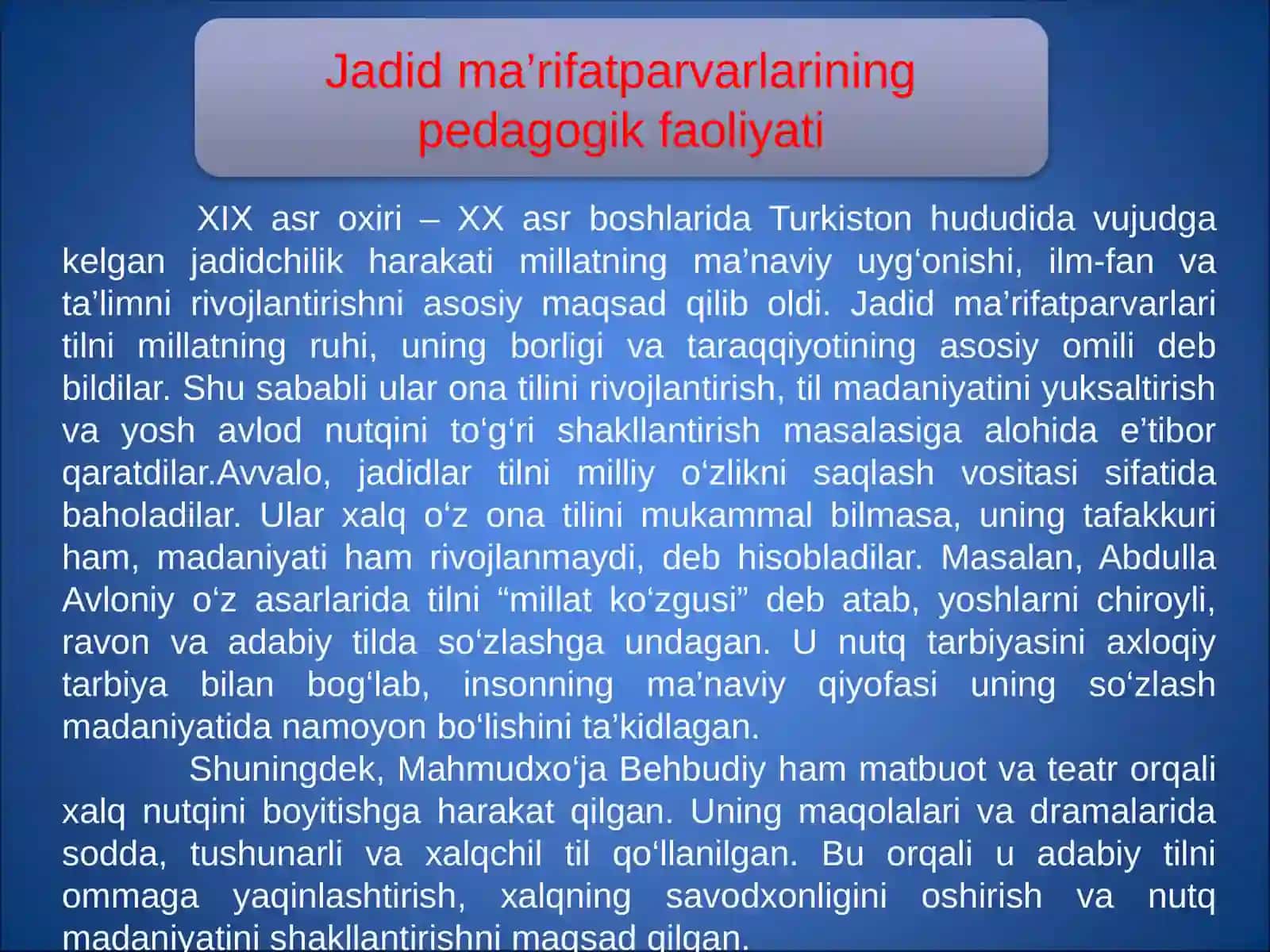 Jadid ma'rifatparvarlarining ona tilini o'qitishga oid qarashlari 3