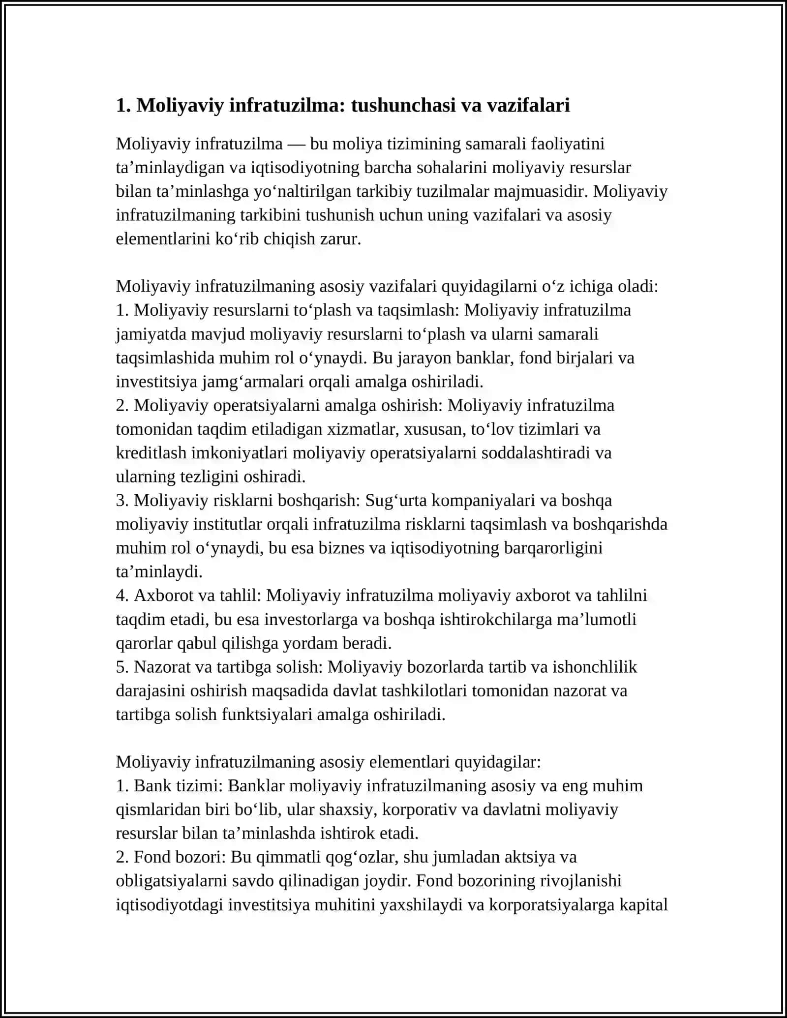 MOLIYAVIY INFRATUZILMAVA UNING TARKIBI 3