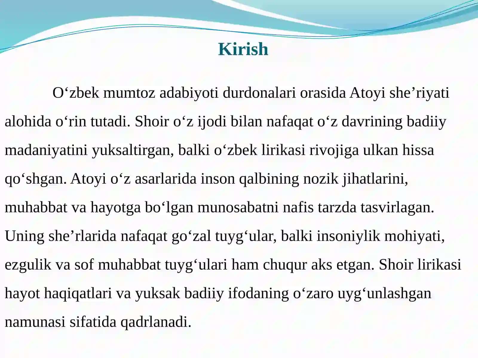 Atoyi lirikasida hayot va sevgi. 3