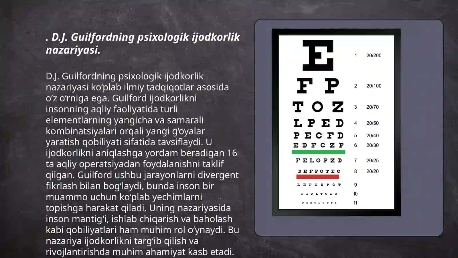 D.J.Gilfordning kreativlikka qo'shgan hissasi 3