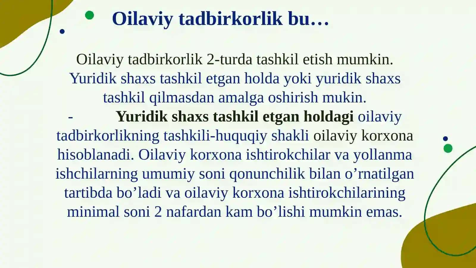 Oilaviytadbirkorlik haqida qonuni 3