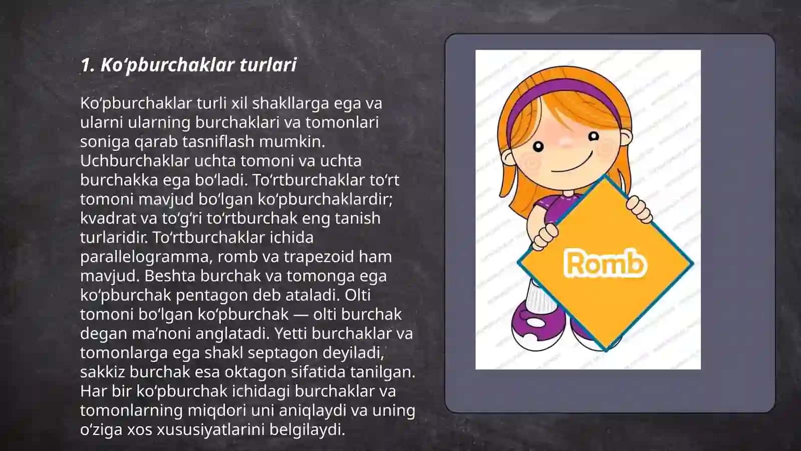 Ko‘pburchaklar perimetri va yuzini hisoblash 3