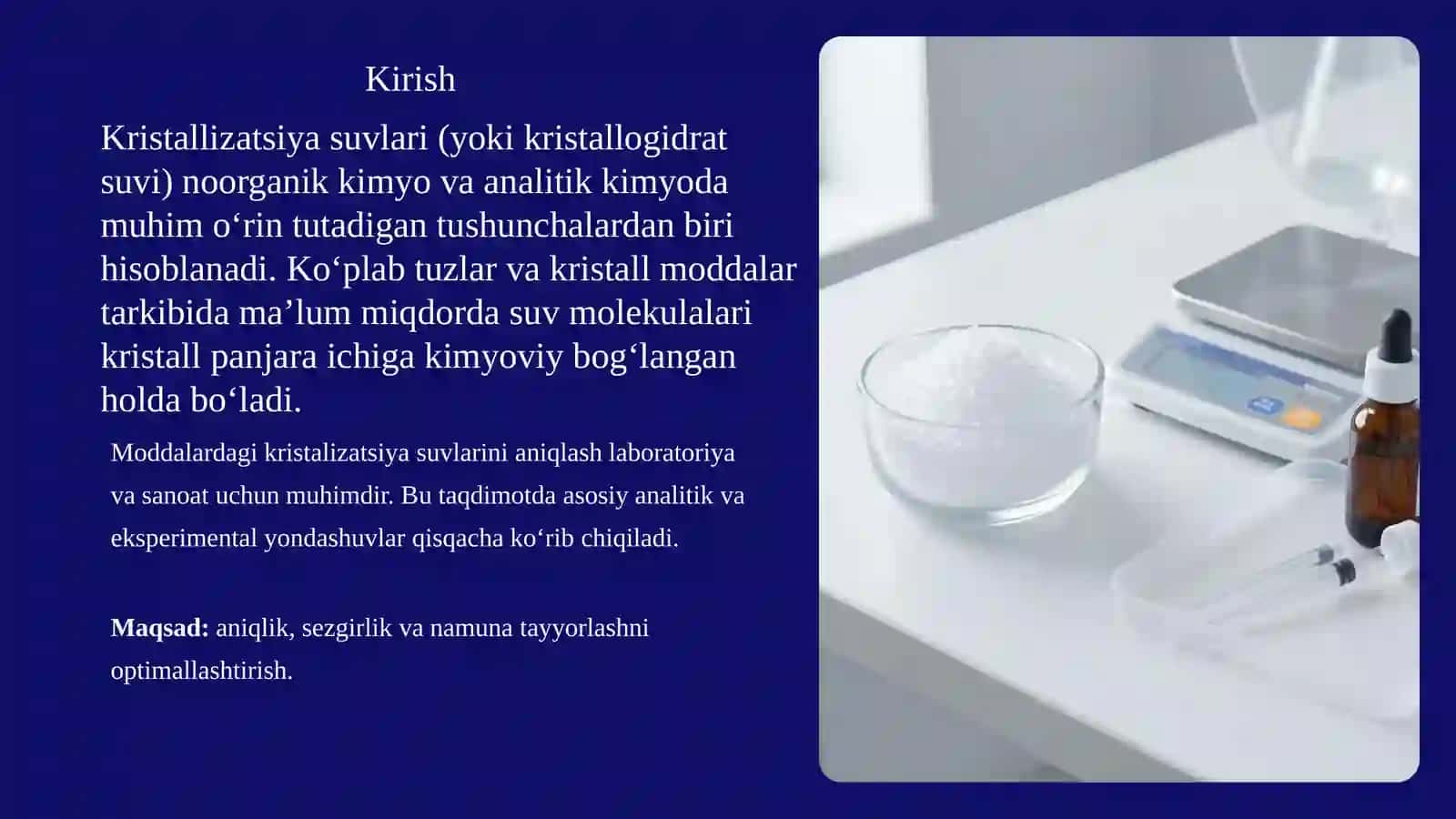 Moddalar tarkibidagi kristalizatsiya suvlarini topish usullari 3