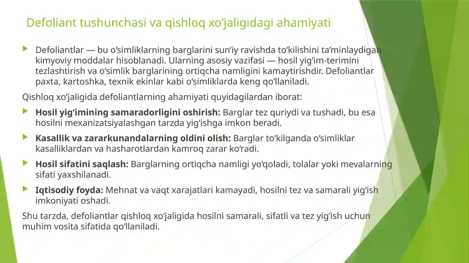 Kalsiy va magniy xloratlarning defoliantsifatida ishlatilishi 3