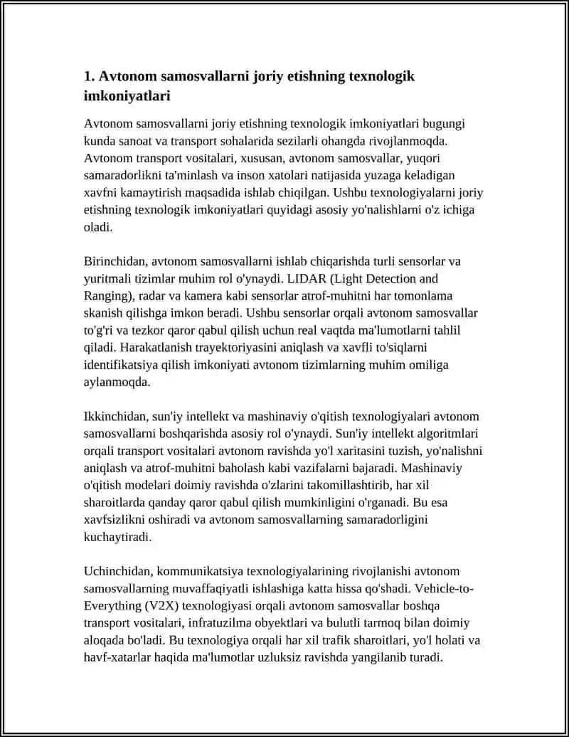 AVTONOM SAMOSVALLAR: IMKONIYATLARI VA CHEKLOVLARI 3