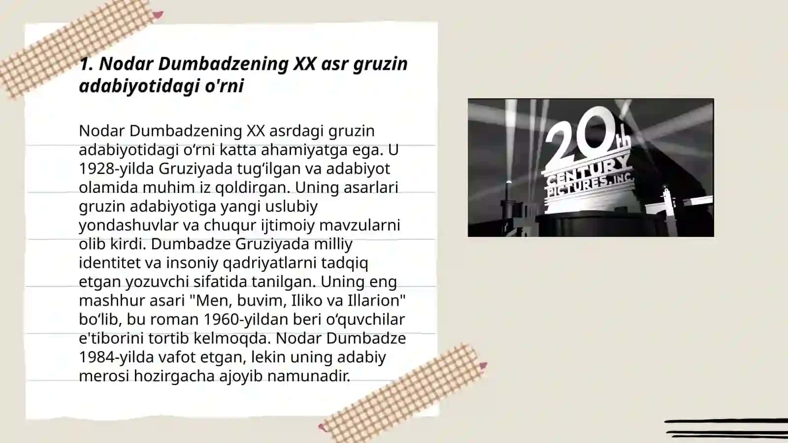 Nodar Dumbadzening XX asr gruzin adabiyoti taraqqiyotidagi roli 3