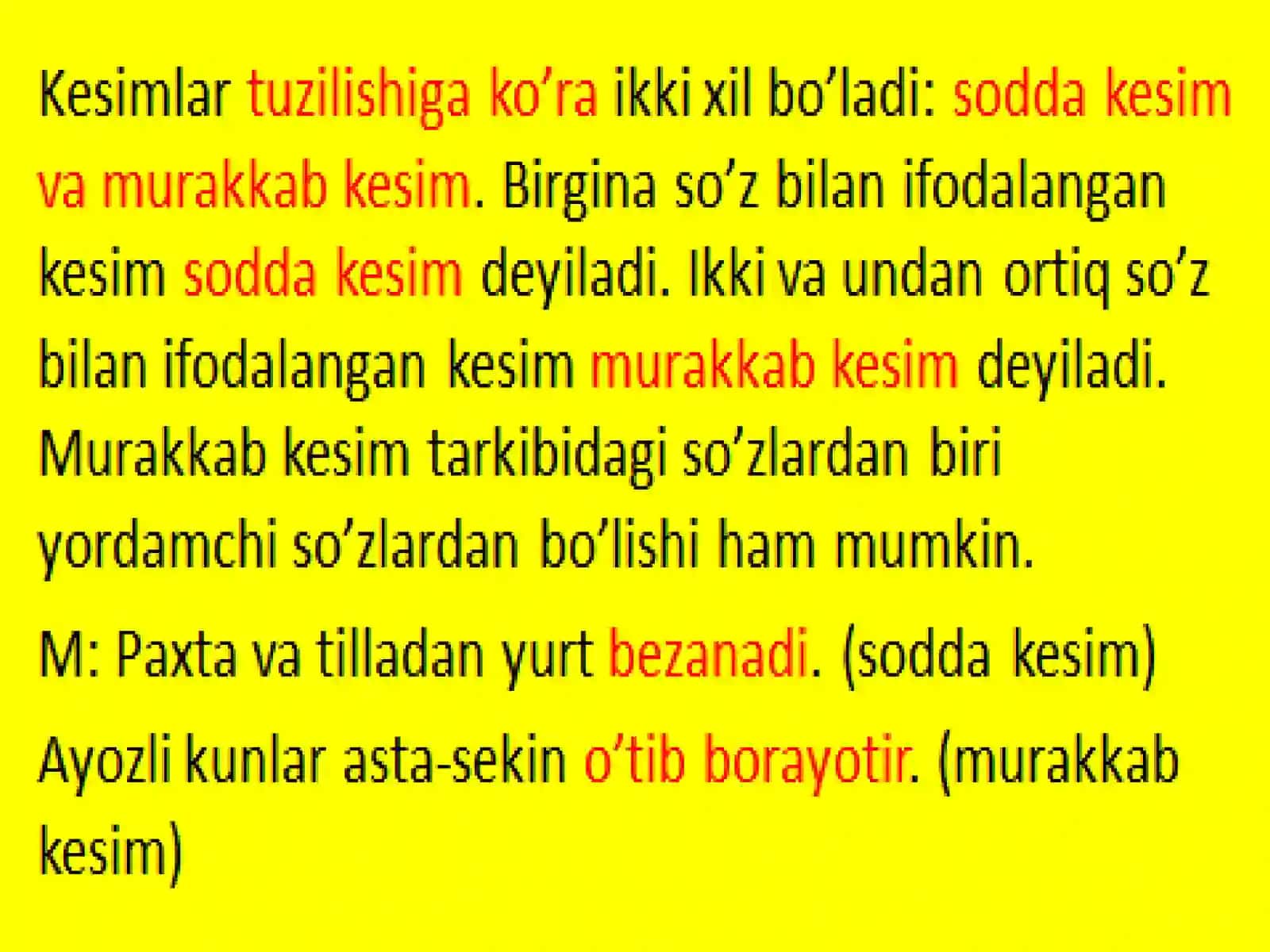 Kesimning tuzilishi va ko’raturlari 3