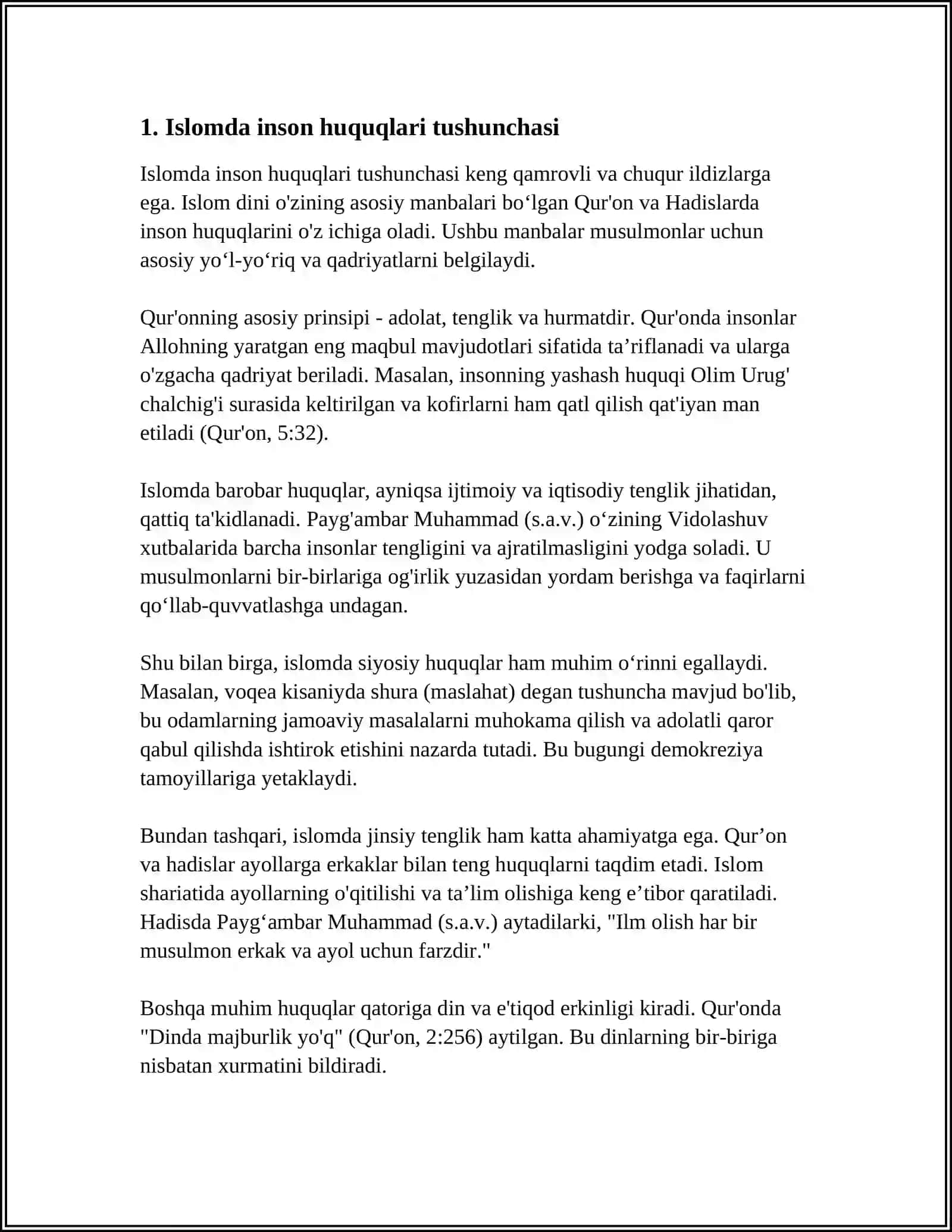 ISLOMDA INSON HUQUQLARI HIMOYASI IJTIMOIY TENGLIK ADOLAT VA DINIY BAGʻRI KENGLIK 3
