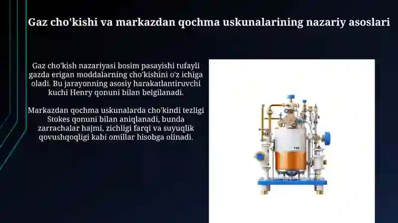 Gazlarni cho'ktirish va sentrafugalash qurilmalari konstruksiyalari 3