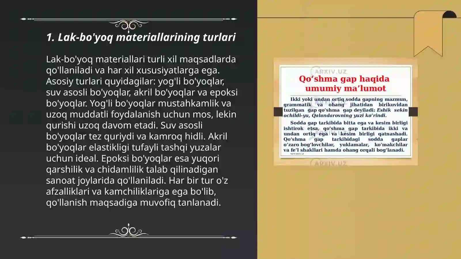 Lak-bo'yoq materiallarining turlari 3