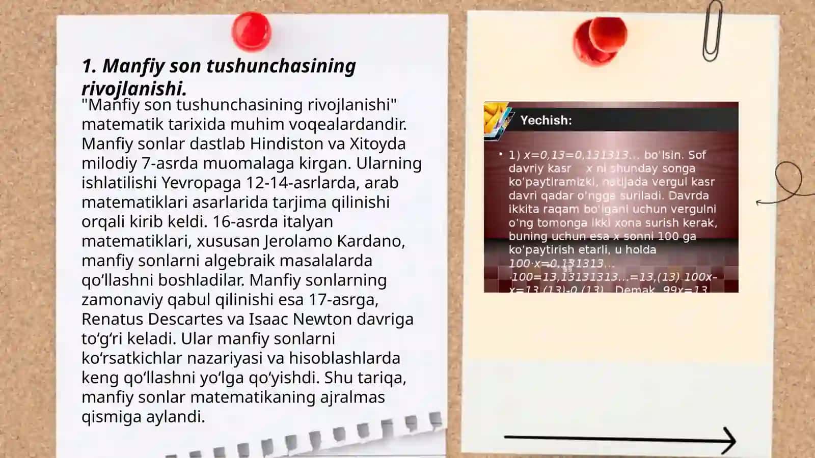 Manfiy son va kasr tushunchasining vujudga kelishi haqida tarixiy maʼlumot 3