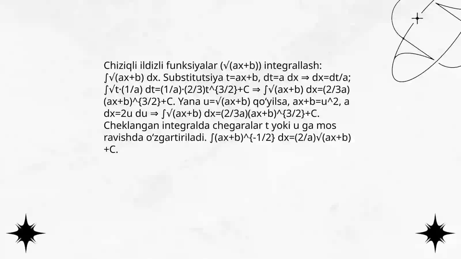 Ba'zi irratsional funksiyalarni integrallash 3