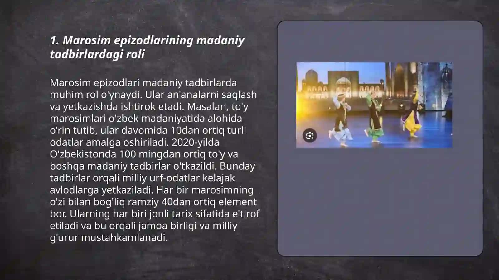 Madaniy tadbirlarda marosim epizodlarini qòllash 3