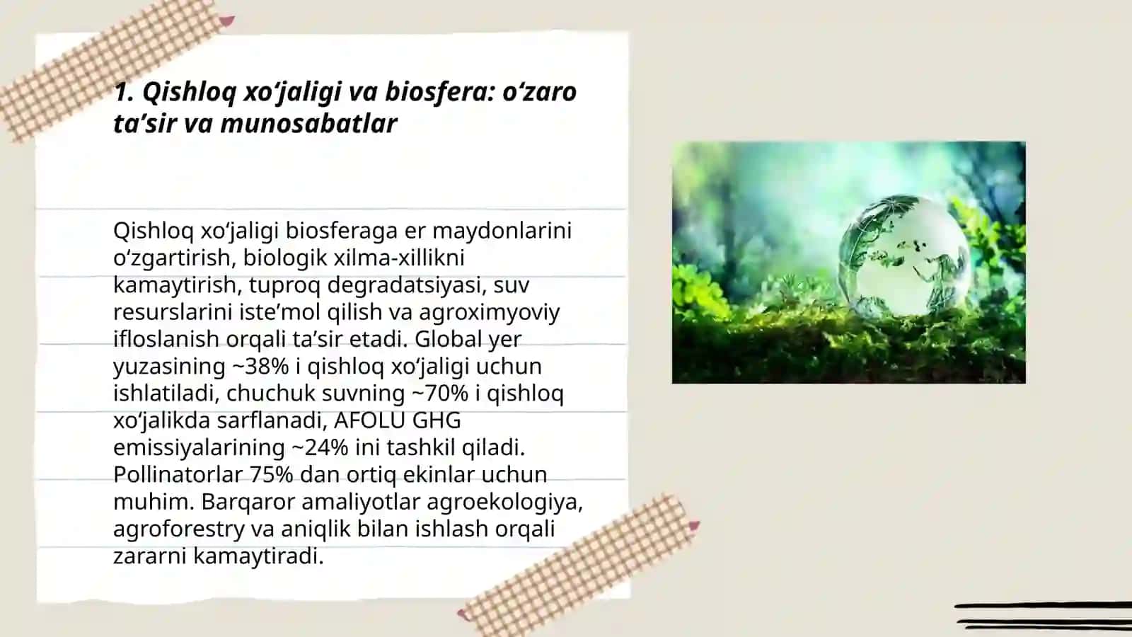 Qishloq xoʻjaligi va biosfera: oʻzaro taʼsir va munosabatlar 3