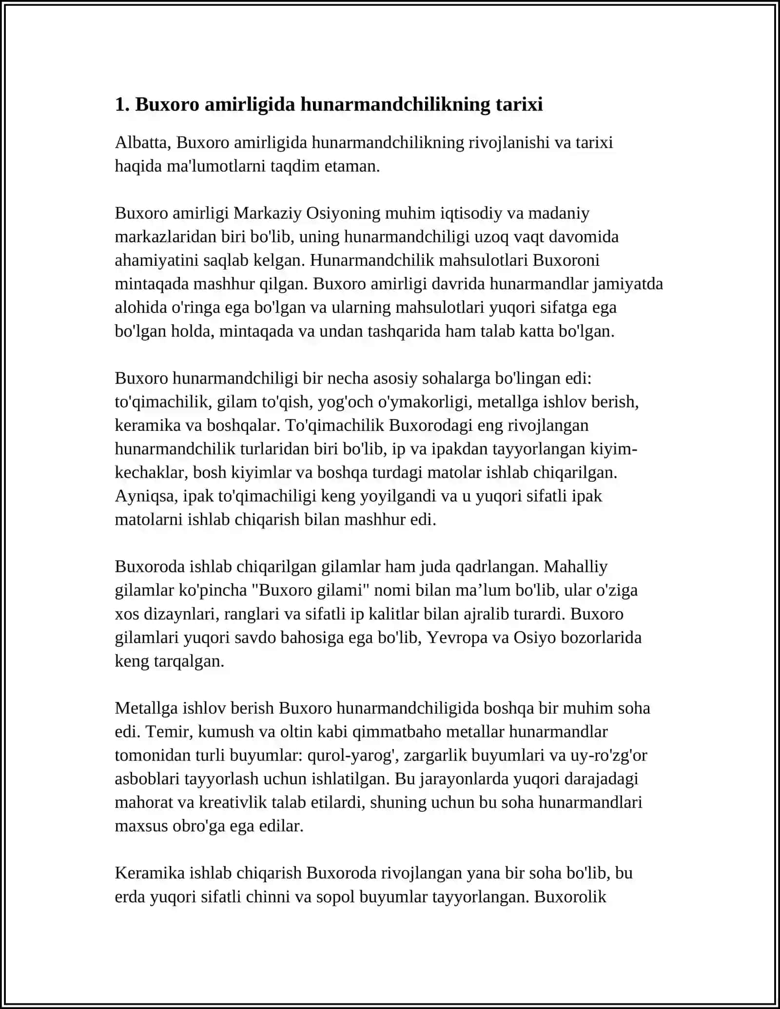 BUXORO AMIRLIGIDA HUNARMANDCHILIK VA SAVDO- SOTIQ 3