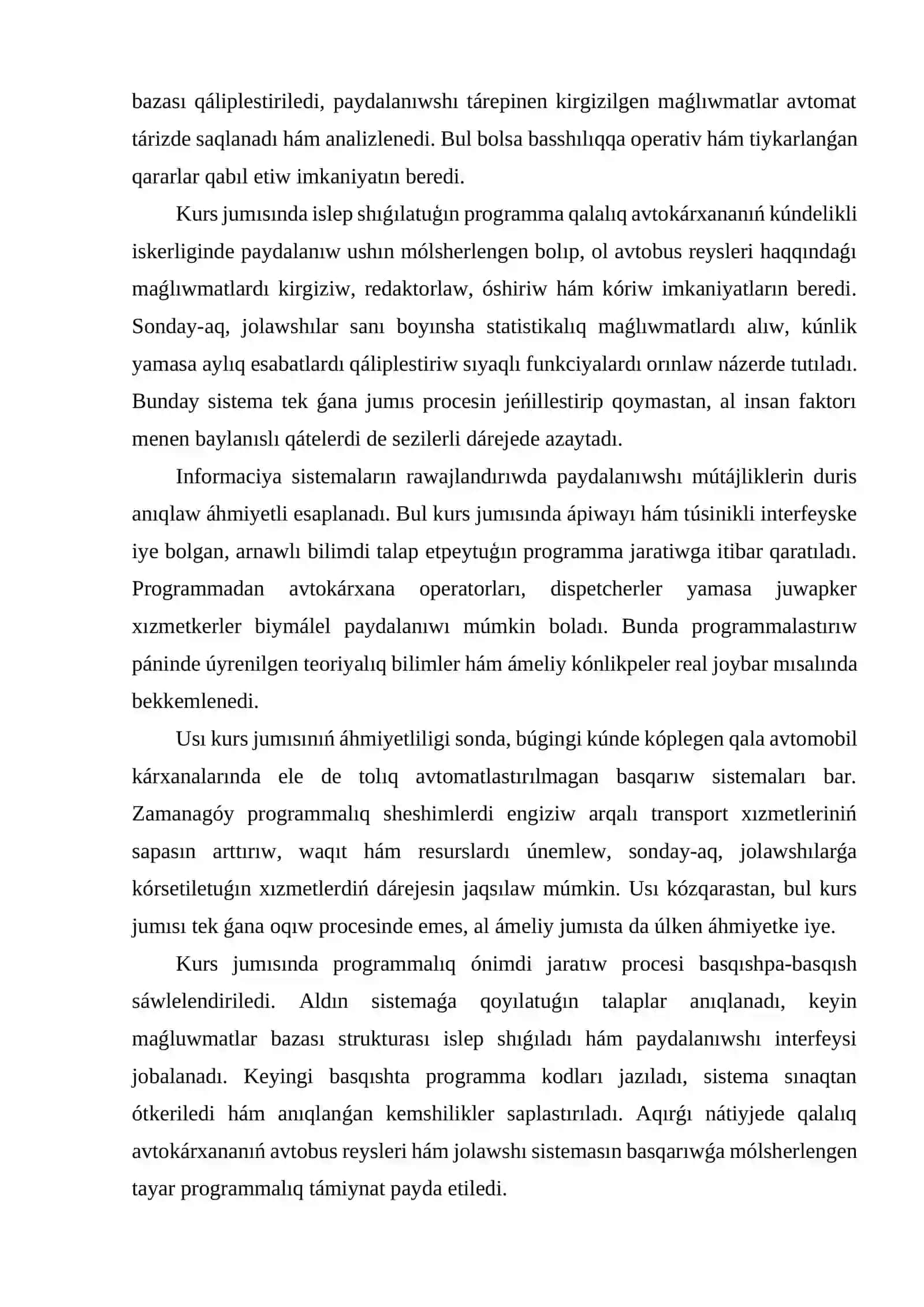 Avtobus reysleri hám jolawshı sistemasın avtomatlastırıw 3