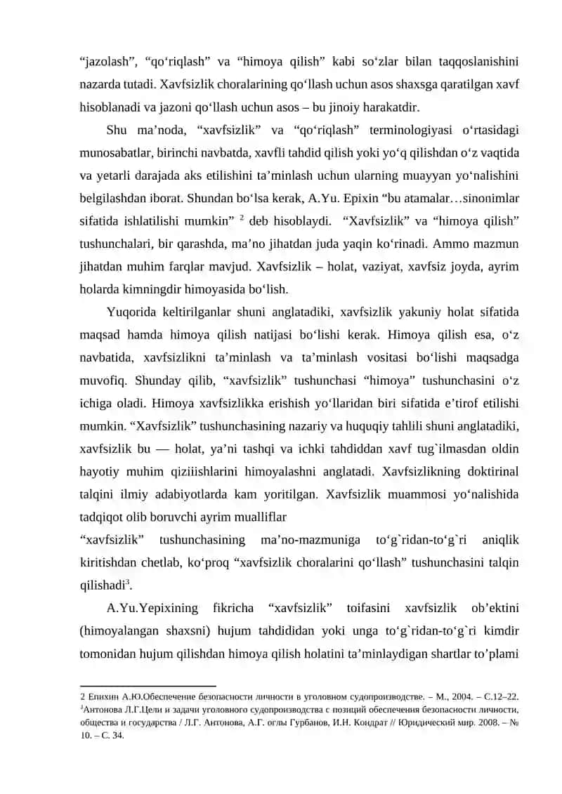 Jinoyat protsessi ishtirokchilari xavfsizligini ta’minlash 3