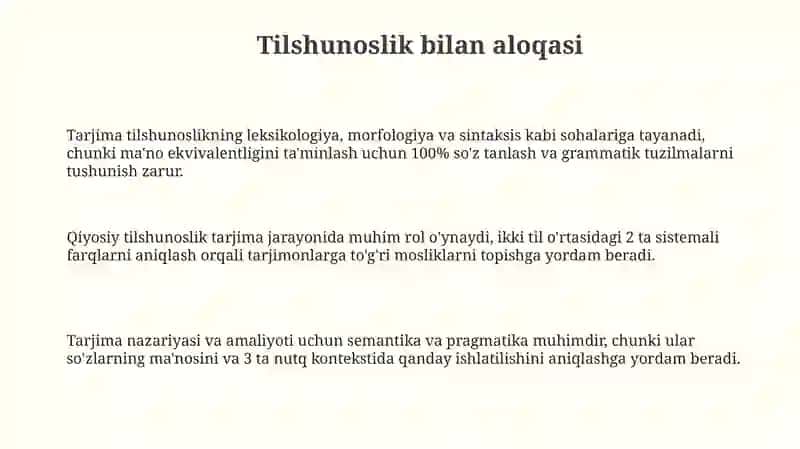 Tarjima nazariyasi va amaliyoti fanining boshqa fanlar bilan aloqadorligi 3