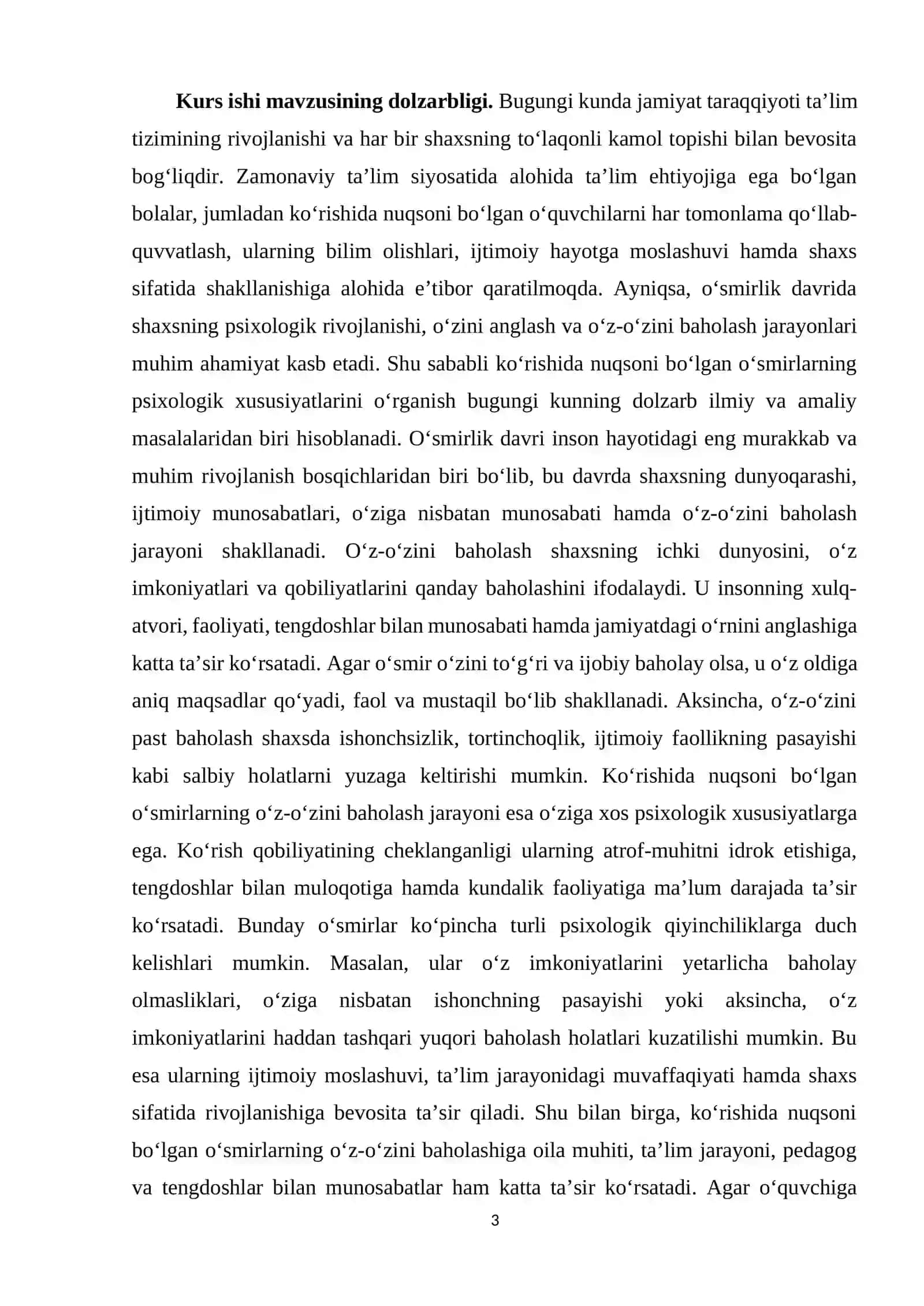 Ko‘rishida nuqsoni bo‘lgan o‘smirlarning o‘z-o‘zini baholash xususiyatlari 3