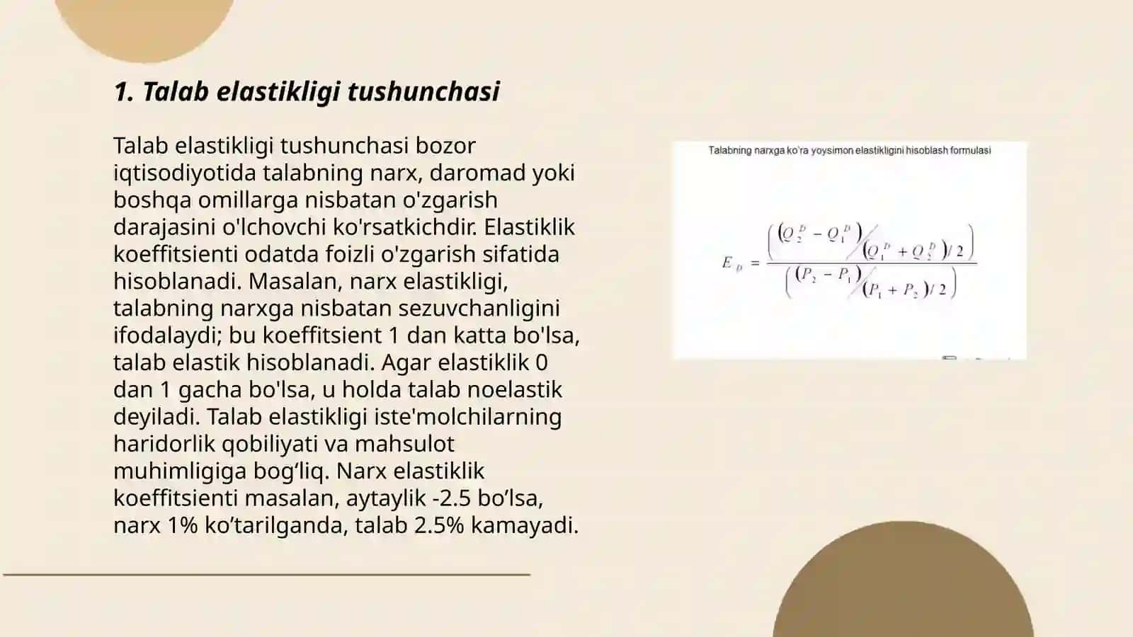 Sotuvchi daromadini talab elastikligiga ko'ra tahlil qilish 3