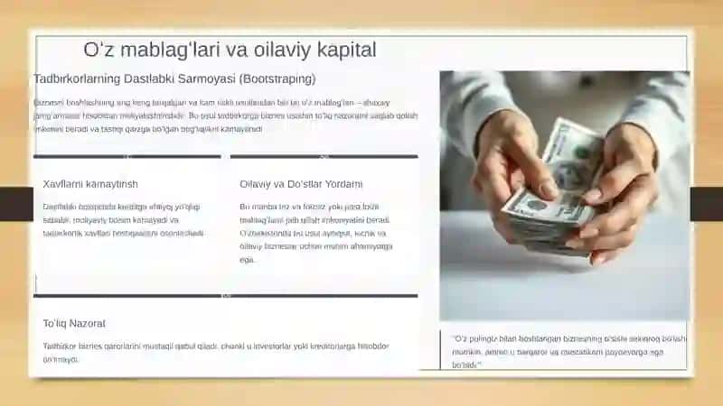 Tadbirkorlik subyektlari uchun moliya manbalari slayd 3