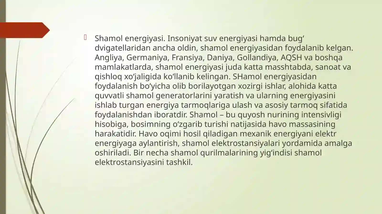 Shamol energiyasi va shamol elektr stansiyasi 3