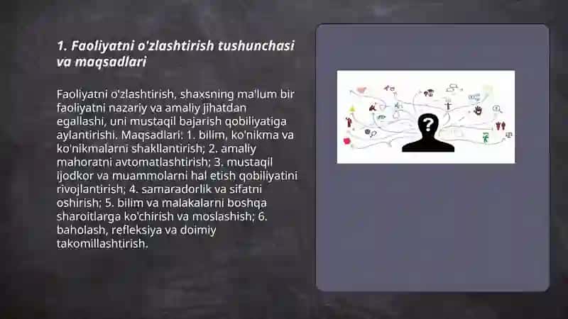 Faoliyatni o'zlashtirish va malakalarni egallash 3