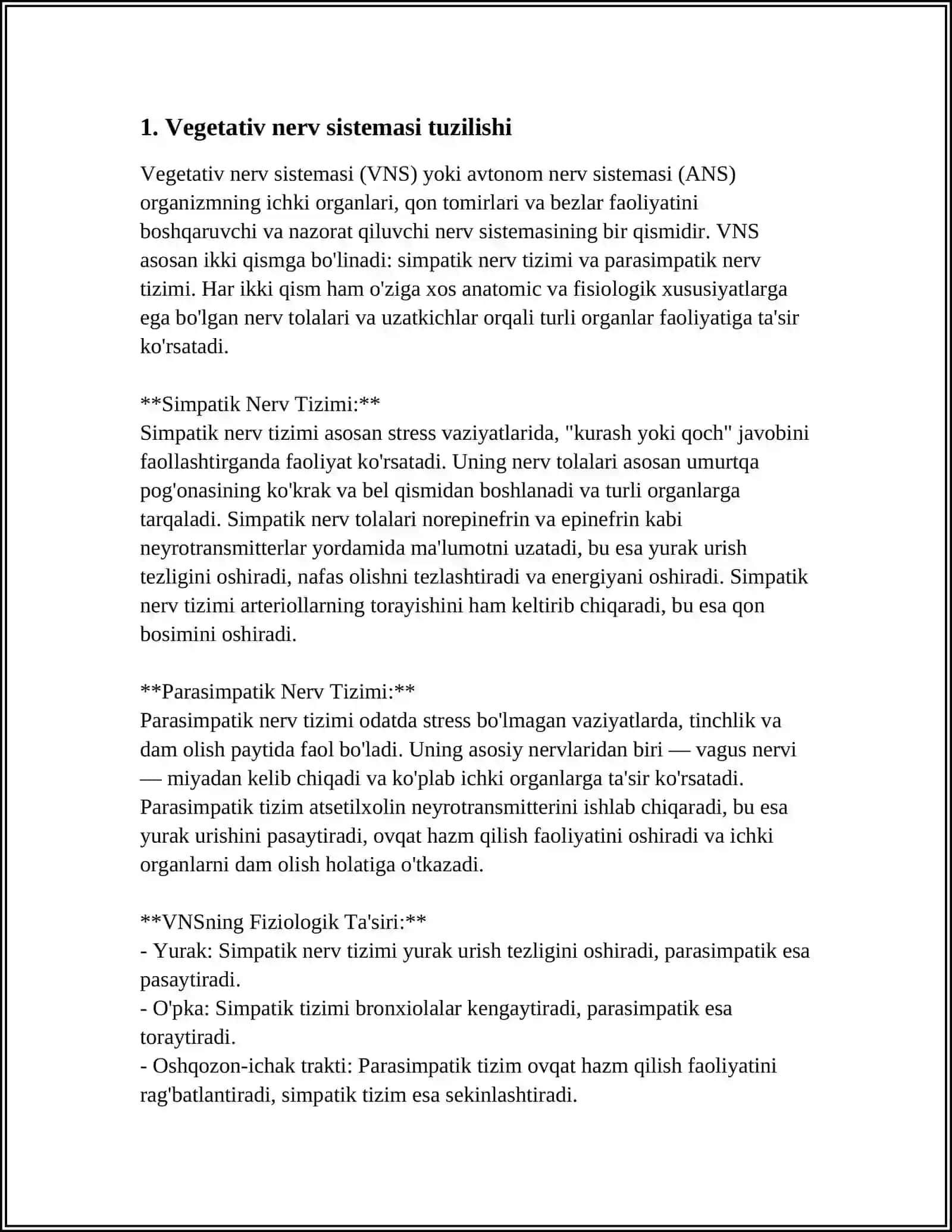 VEGETATIV NERV SISTEMASI FAOLIYATINI O'RGANISH 3