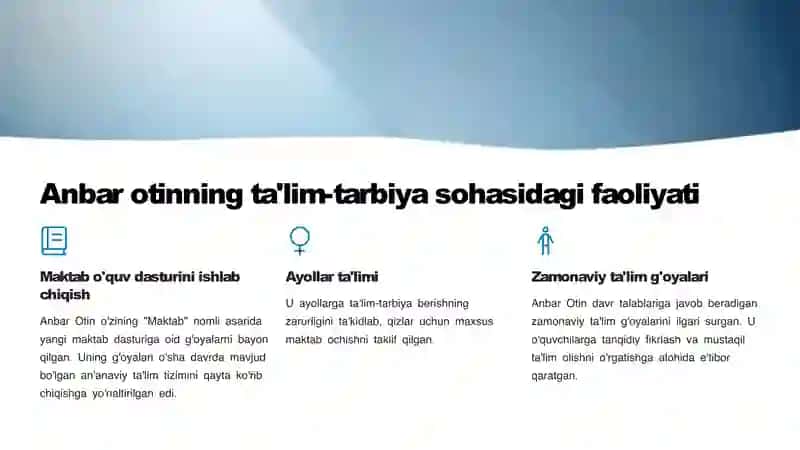 XIX asrning ikkinchi yarmi va XX asr boshlarida ta'lim va pedagogik fikrlar (Anbar otin, Furqat, Saidahmad Siddiqiy, Abdulla Avloniylarning ta'lim-tarbiya taraqqiyotida tutgan o'rni) 3