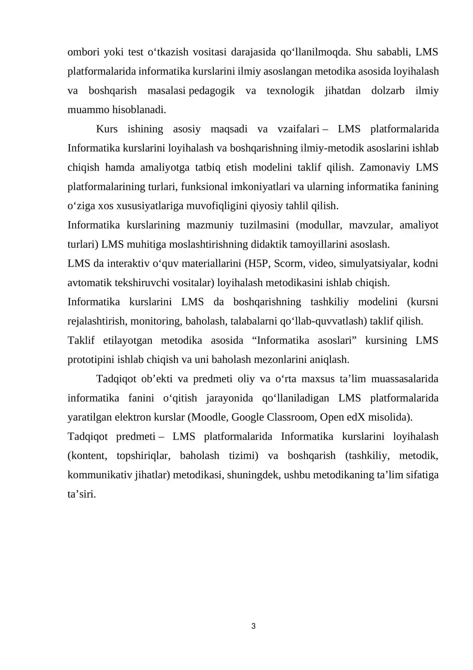 LMS platformalari asosida Informatika kurslarini loyihalash va boshqarish metodikasi. 3