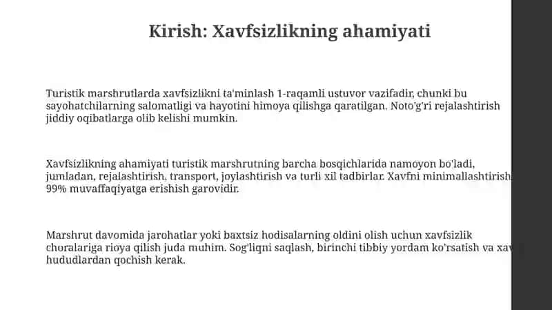 Turistik marshrut tuzishda xavfsizlikni ta'minlash 3