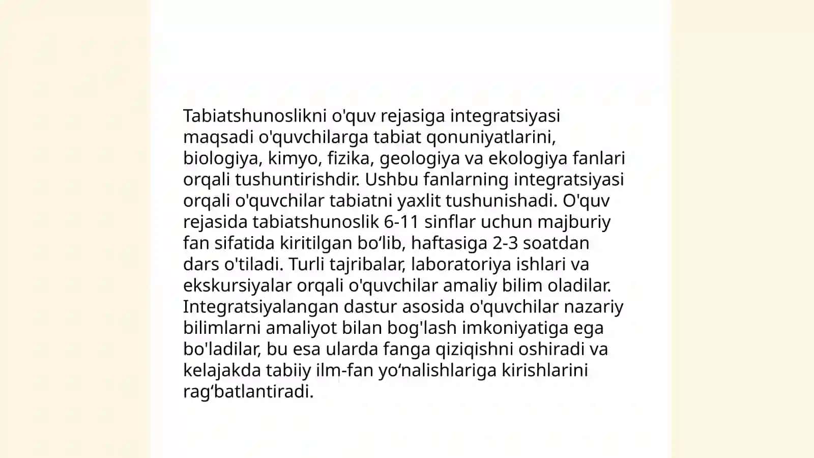 Tabiatshunoslik fanini oʼqitishda taʼlim integratsiyasi va innovatsiyasi 3
