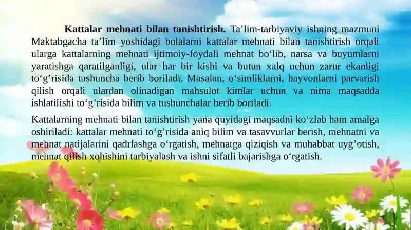 Maktabgacha yoshdagi bolalarning mehnat turlari. 3