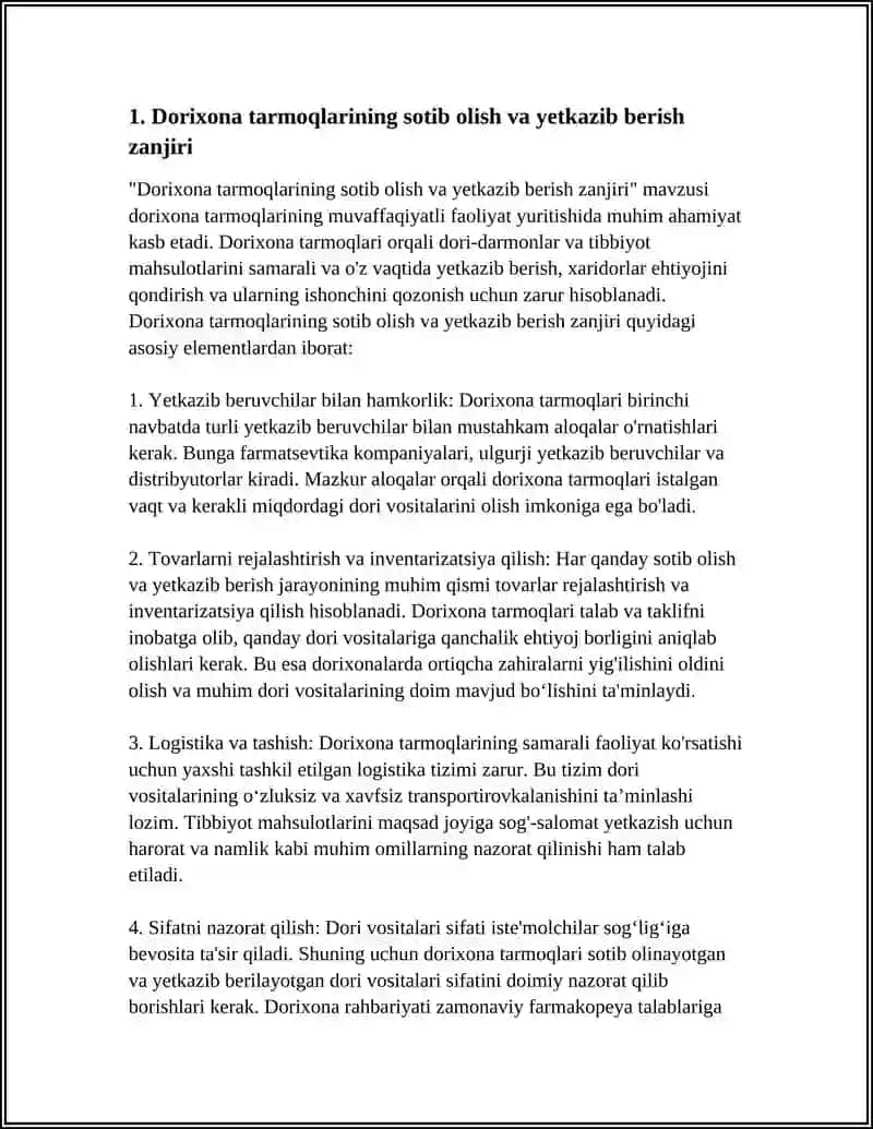 Dorixona tarmoqlarining sotib olish va yetkazib berish zanjiri 3