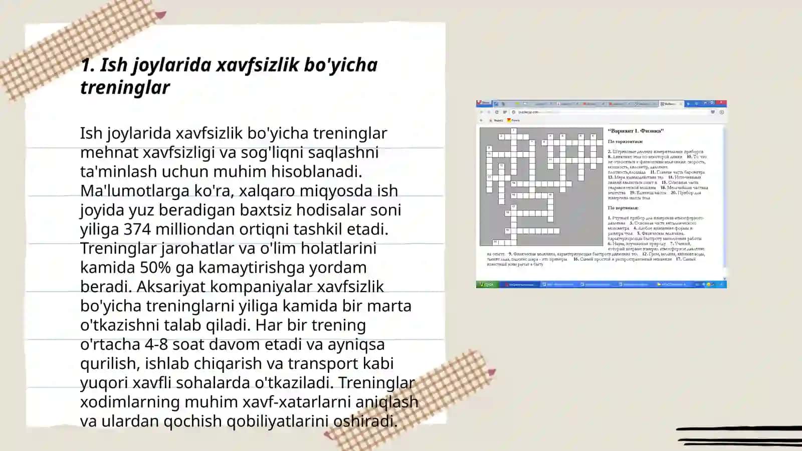 Ish joydagi zararli omillarning ishchilarga va atrof muhitga salbiy ta'sirini kamaytirishning dastlabki bosqichi 3