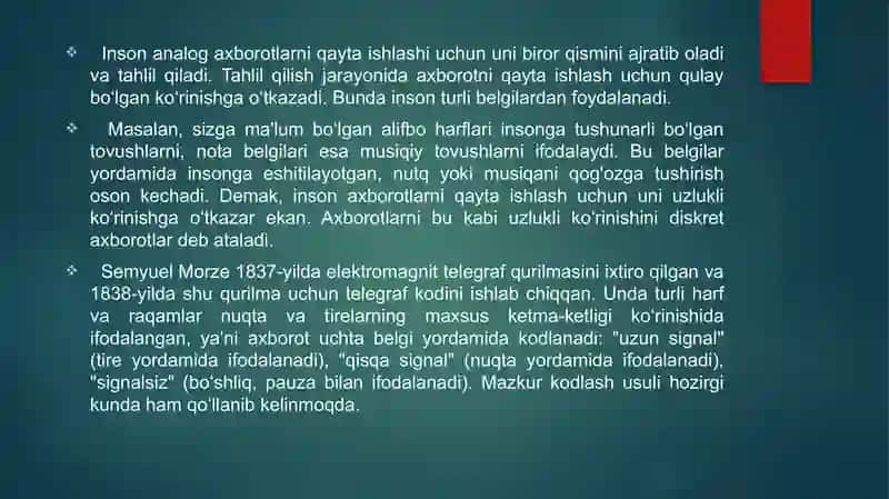 Audio va video axborotlarni kodlash, ularni qayta ishlash 3