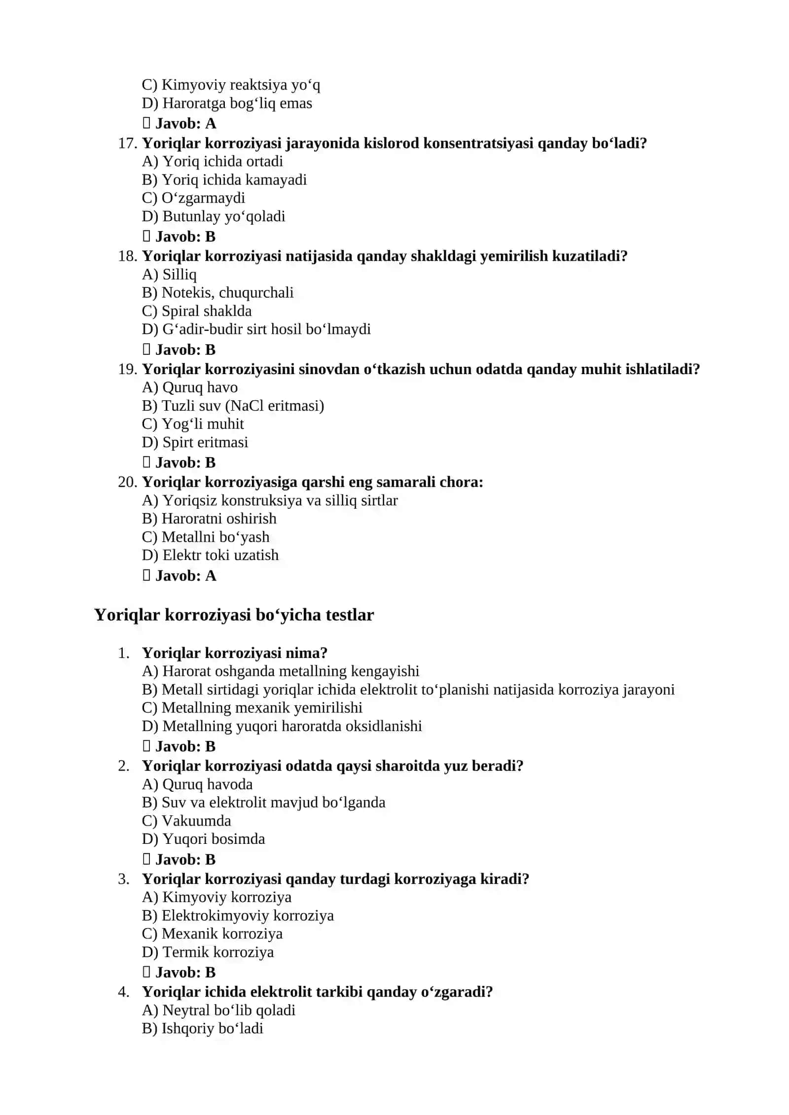 Yoriqlar korroziyasi bo‘yicha testlar 3