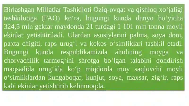 Mashad, kunjara, zig`irva boshqamoyli xomashyolari 3