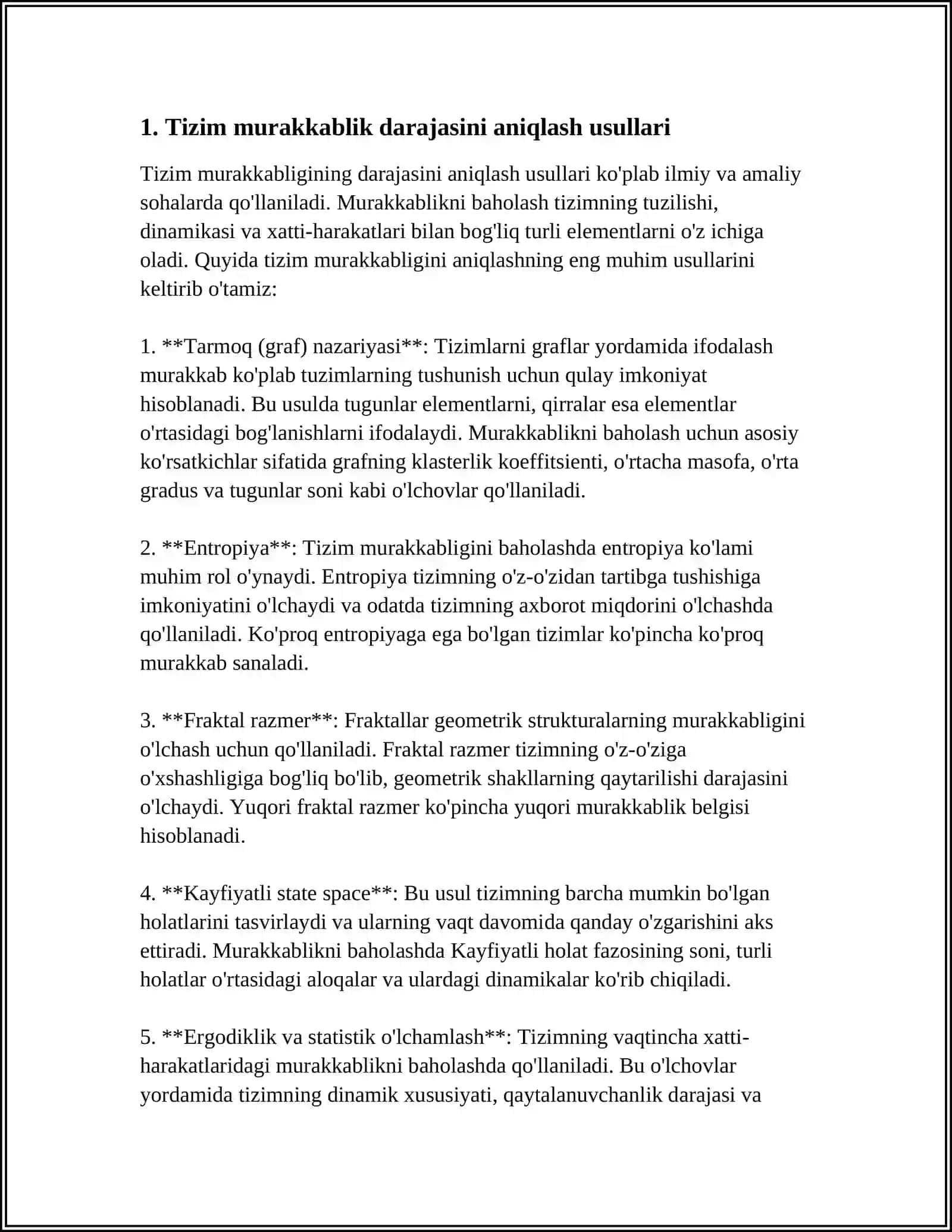 MUSTAQIL ISH Mavzu: TIZIMNING MURAKKABLIK DARAJASINI BOSHQARISH 3
