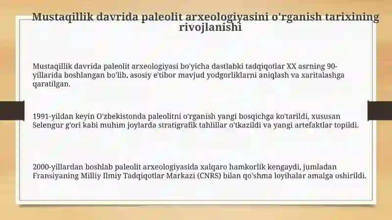 Mustaqillik davrida tosh davri arxeologiyasining o’rganilishi 3