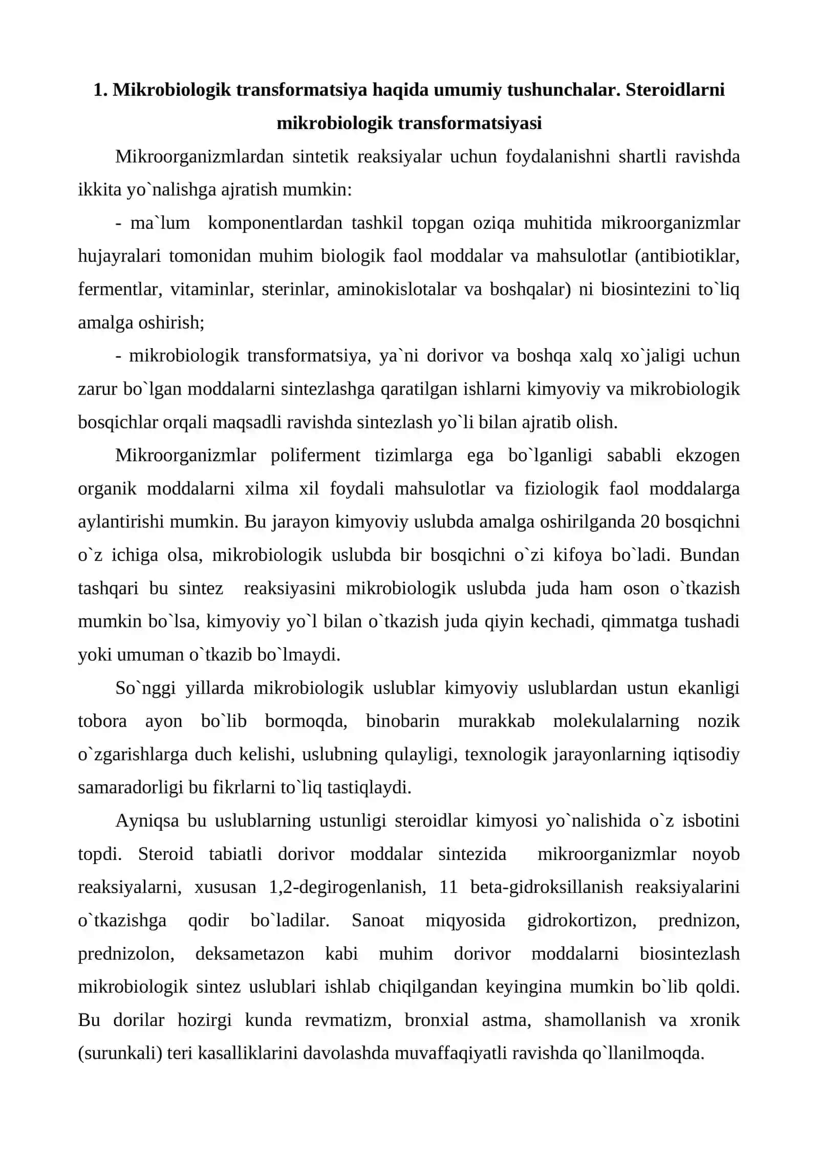 Organik moddalarni mikrobiologik transformatsiyalash va ularni qaytarilishini biotexnologik uslublari 3