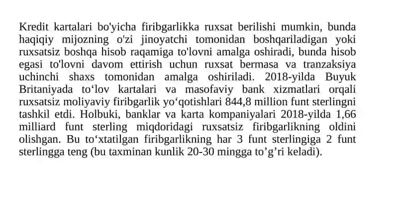 KREDITLAR BILAN BO’LADIGAN FIRIBGARLIKLAR 3